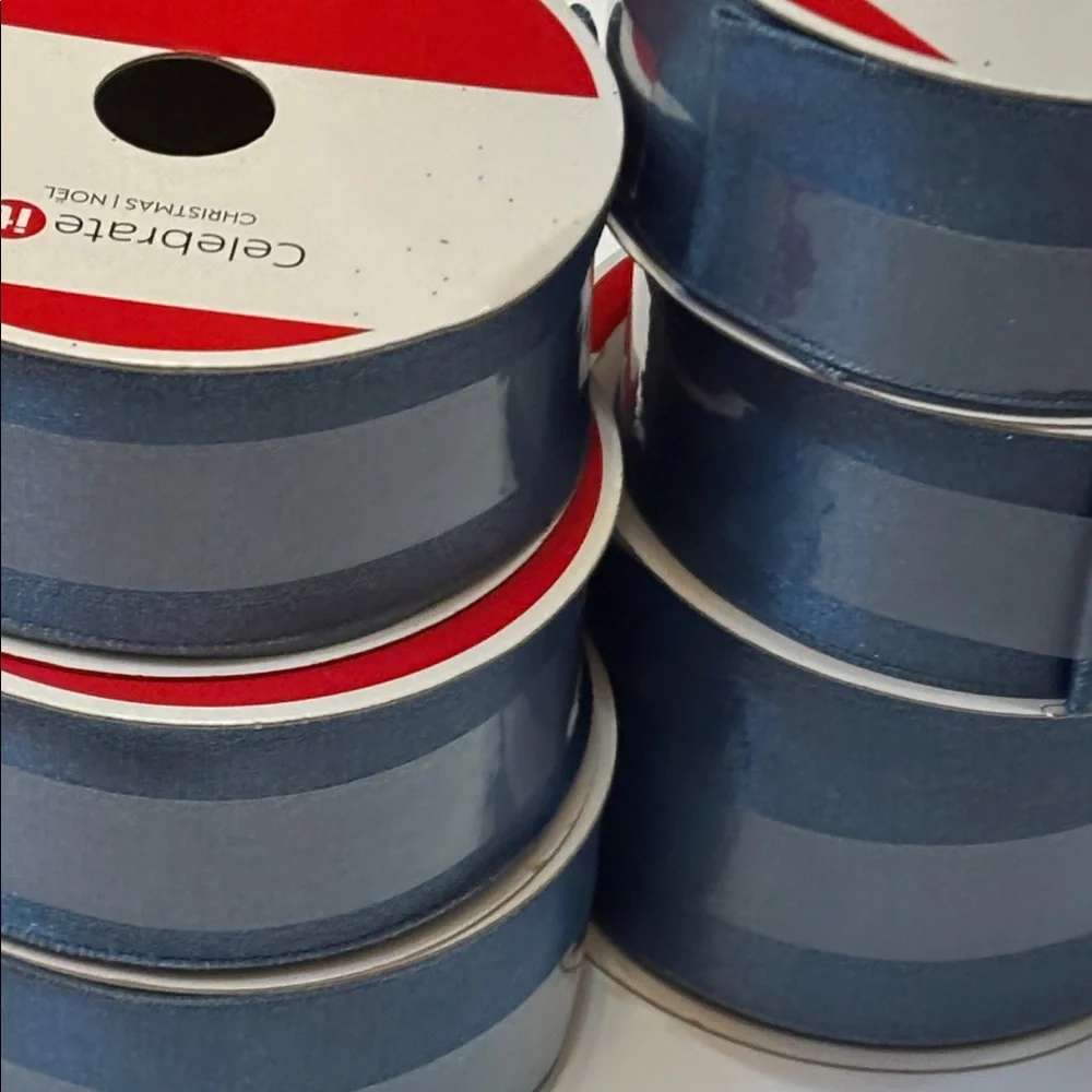 Cornflower Blue Satin Ribbon Wired Ribbon set of 6 Light blue Satin Ribbon